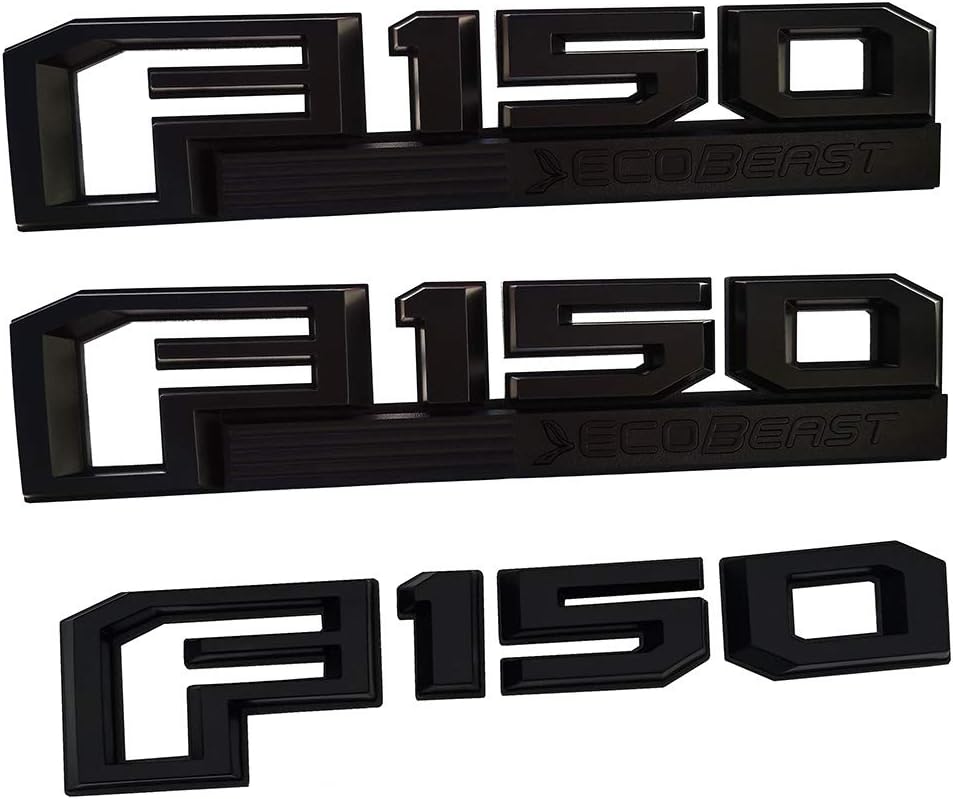 3Pcs F150 Ecobeast Emblems Side Fender F150 Tailgate 3D Badges Decals Replacement for F-150 (Matte black)