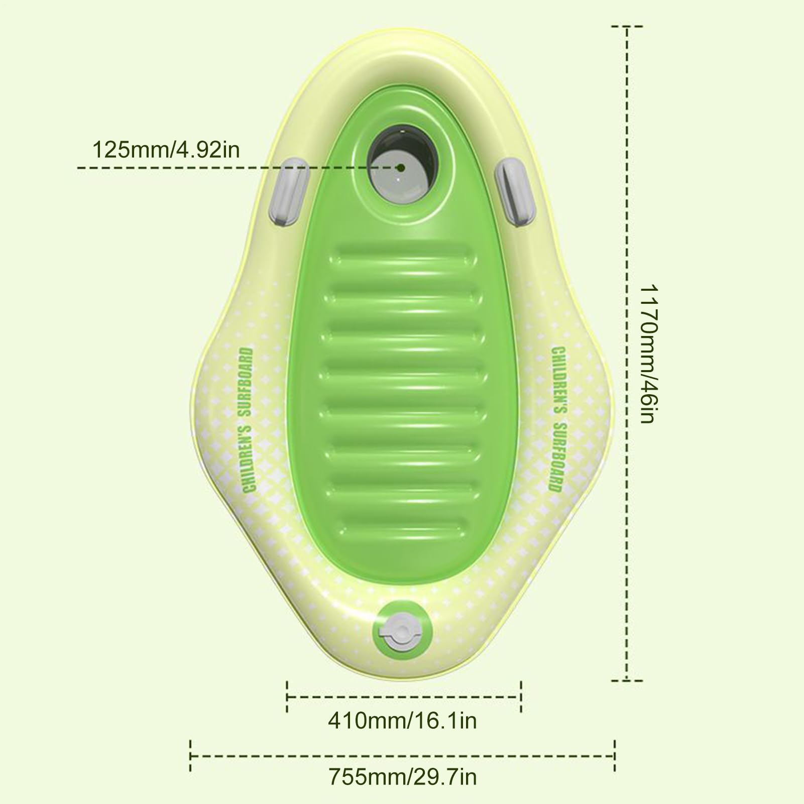 Tavola Da Surf Gonfiabile - Bambini Gonfiabili Ispessiti, Tavolaa Da Surrf Antiscivolo, Giocattoli Da Nuoto Portatili Ergonomici, Feste Sui Lettini | Tavola Da Surf Gonfiabile A Pressa Verde Chiaro Ve