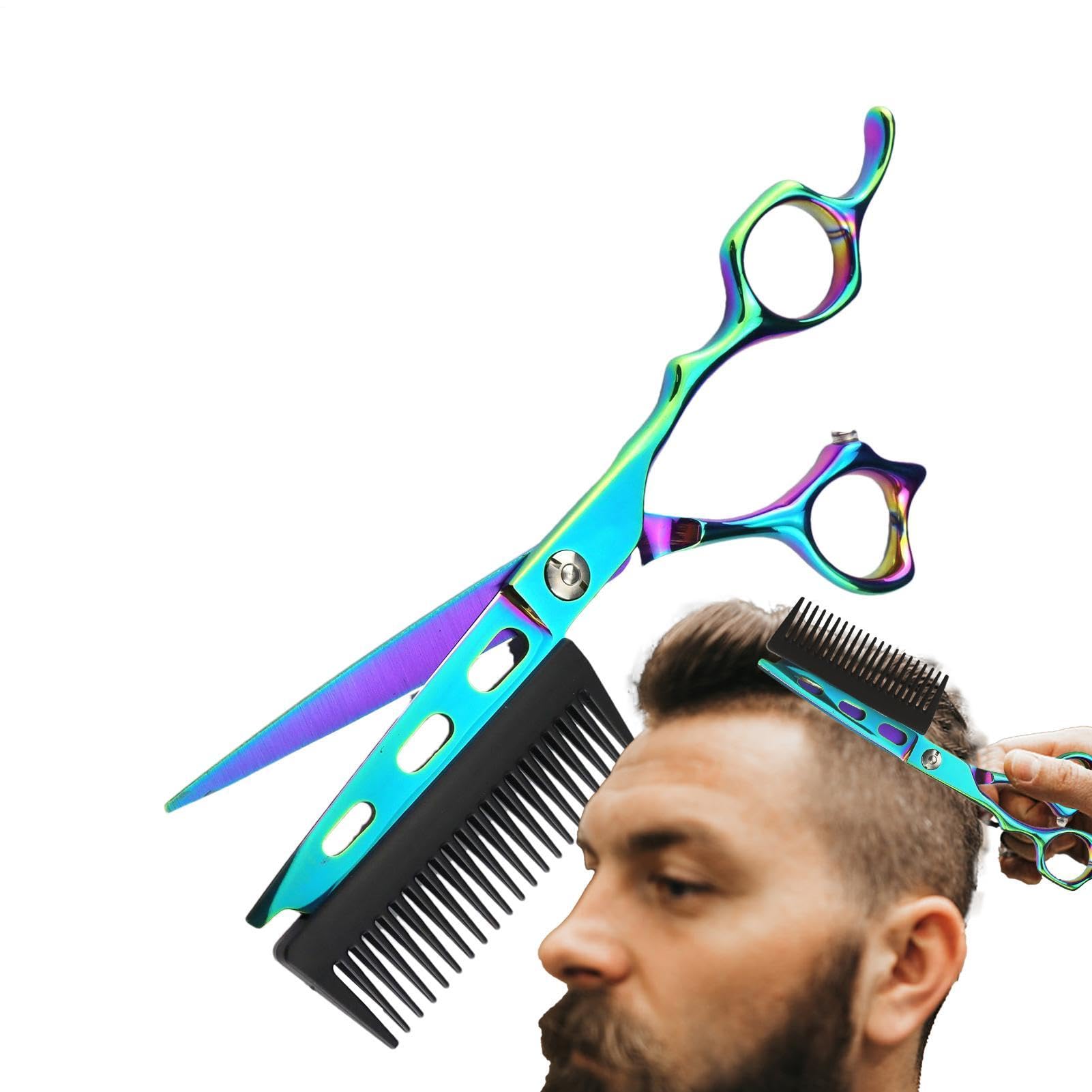 Ciseaux de coupe de cheveux avec peigne de coiffeur 6 pouces pour femmes et hommes