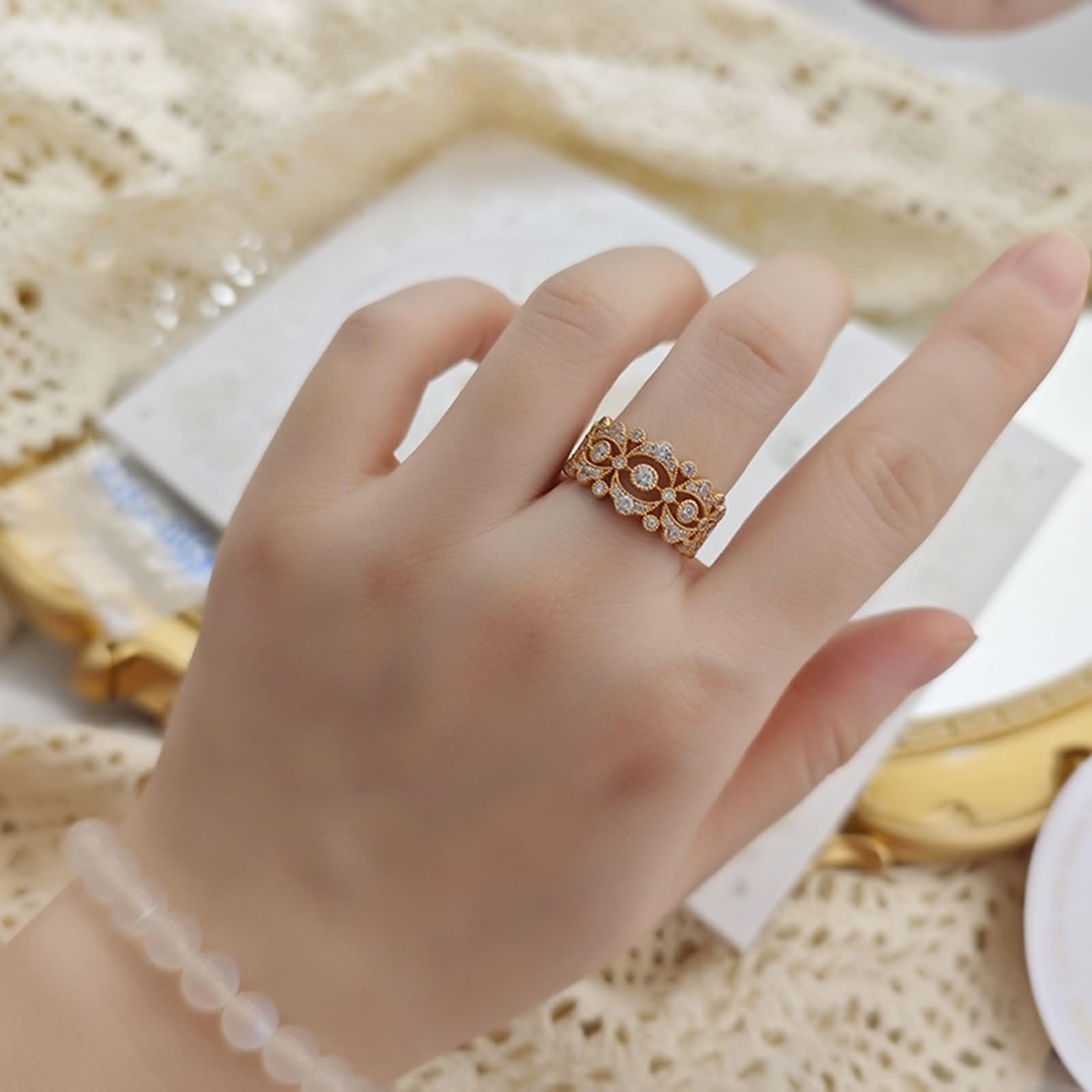Anillo de solicitud de oro auténtico de 9 K/14 K/18 K con moissanita, forma hueca