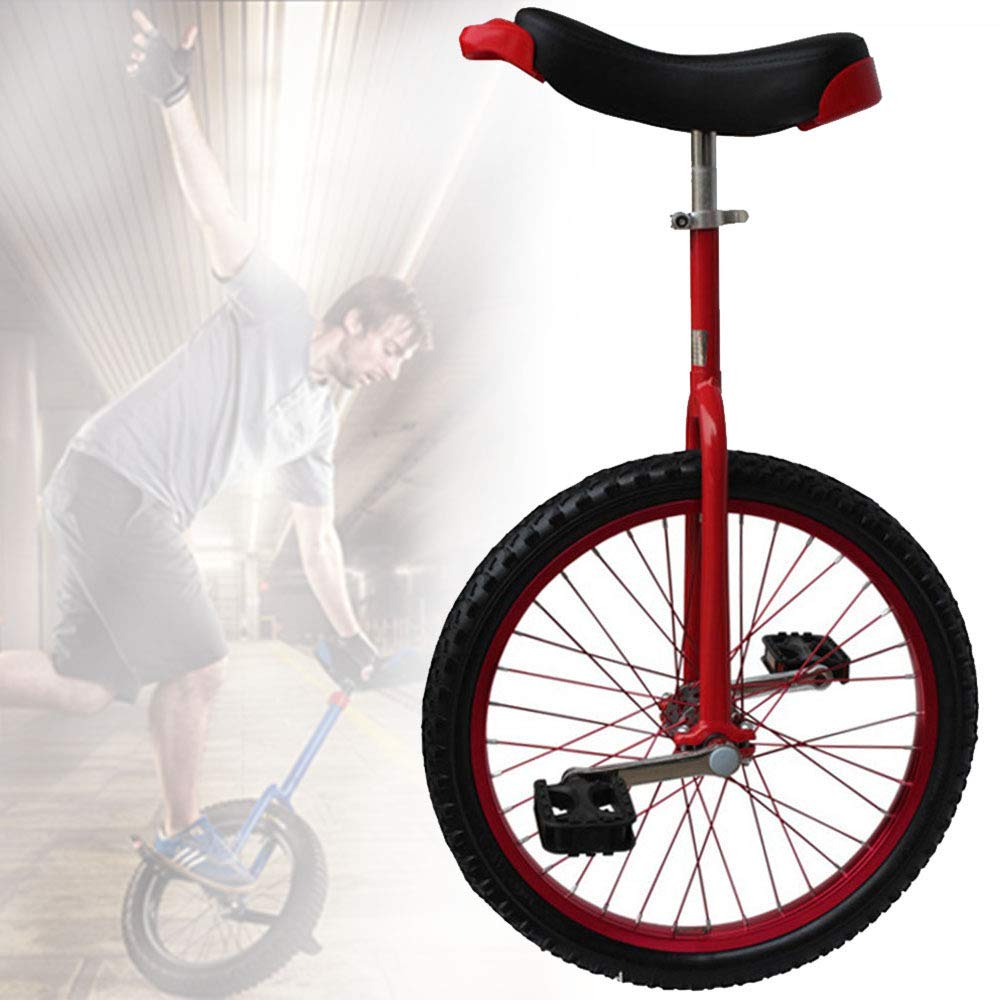 Rower jednokołowy, Unicykl z kołami 16/18/20 cali, antypoślizgowe koła, felgą aluminiową, bardzo gruba opona, regulowane siodełko, do ćwiczeń fitness na świeżym powietrzu i zdrowotnych(Red,18inch)