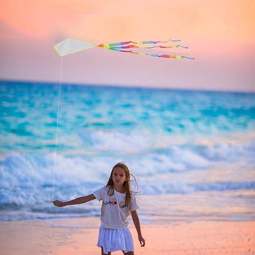 Miniatura 6 de SAFIGLE Kit de cometa para niños de bricolaje cometas creativas en blanco para diversión al aire libre, fácil montaje, perfecto para citas de juegos