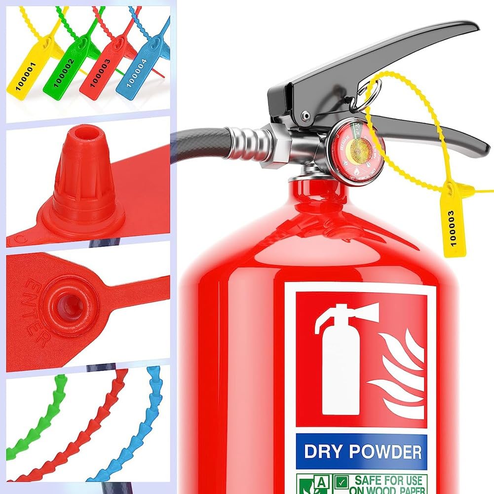 1000 Pezzi Sigilli Antimanomissione Plastica Etichette Estintore Etichette di Sicurezza Sigillate Etichette di Sicurezza Numerate (Giallo) (azzurro)