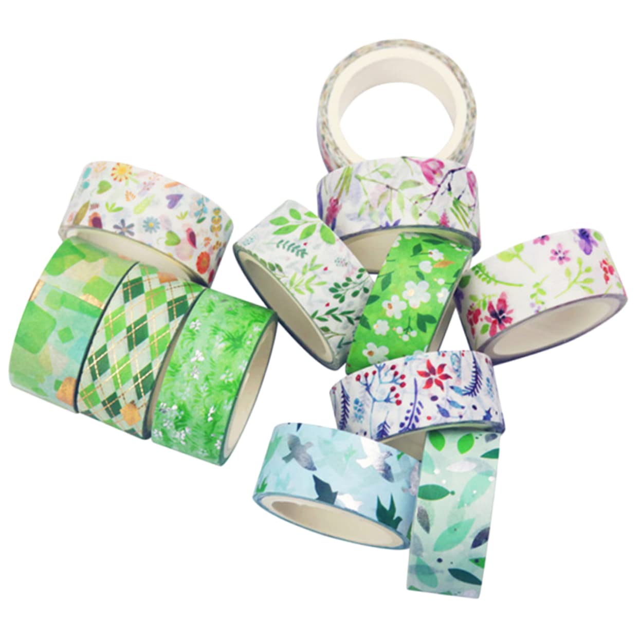 SHINEOFI 48 Nastro Adesivo Decorativo Washi Tape Motivi Floreali Per Scrapbooking e Fai Da Te Su Superfici Lisce e Piane Per Album Diari e Progetti Creativi