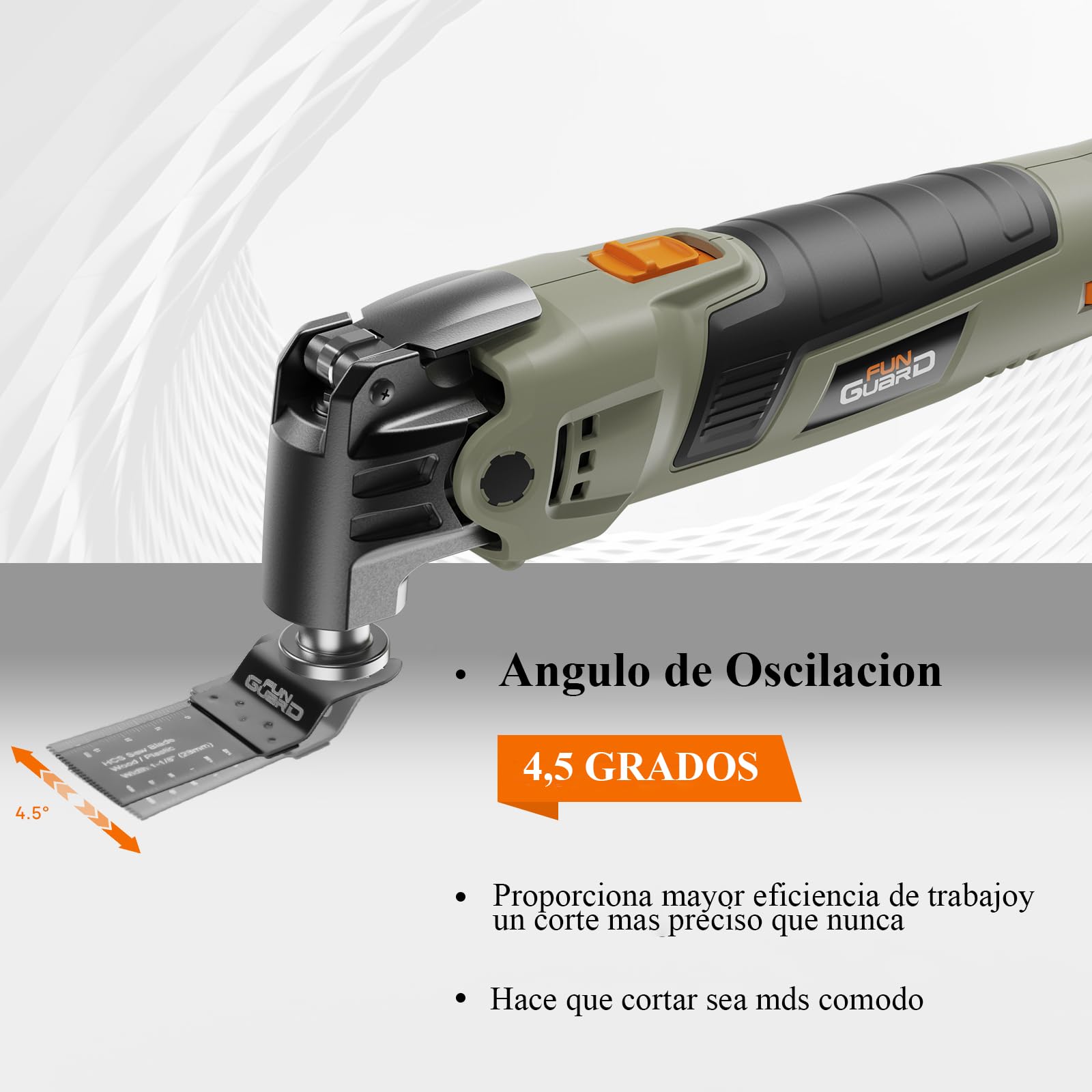 Multiherramienta Oscilante 400W,6 Velocidades,38 Accesorios | Herramientas Oscilantes, 15000-22000RPM, Ángulo de Oscilación 4.5°, para Cortar, Lijar, Raspar, Serrar