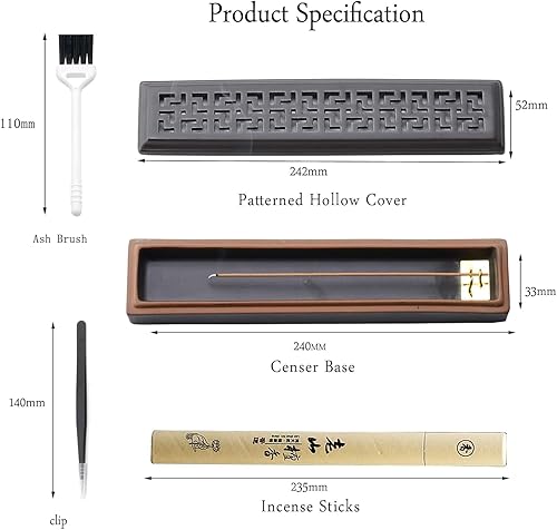 Miniatura 5 de CEREMONY Soporte de incienso para palos, soporte de cerámica para atrapascenizas, soporte de incienso Timkburner para meditación, yoga, spa,
