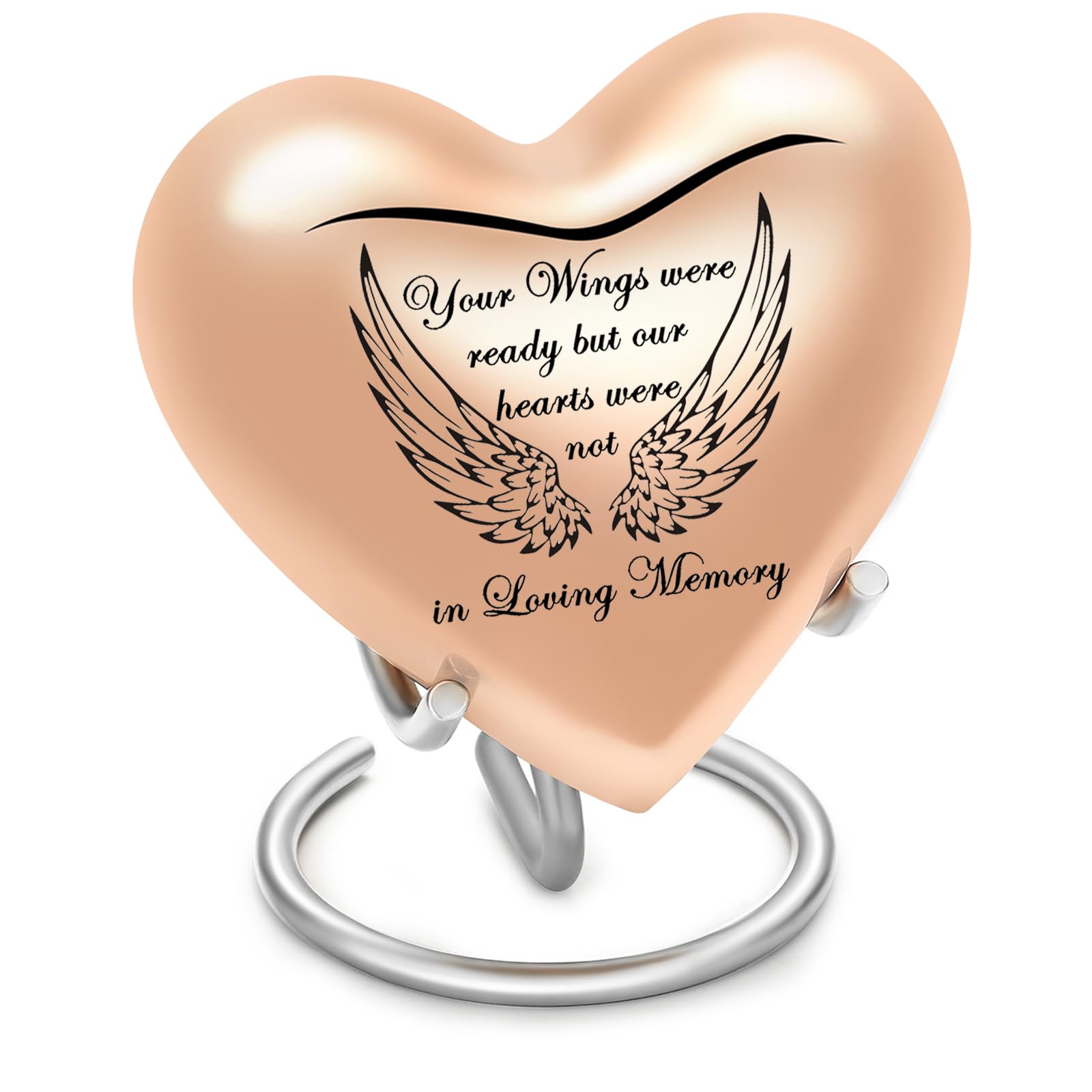 BAOWIQI Heart Urn for Ashes - Heart Shaped Cremation Urn for Ashes Memorial Jar Pot Container Small Keepsake Urn for Human or Pet Funeral with Stand