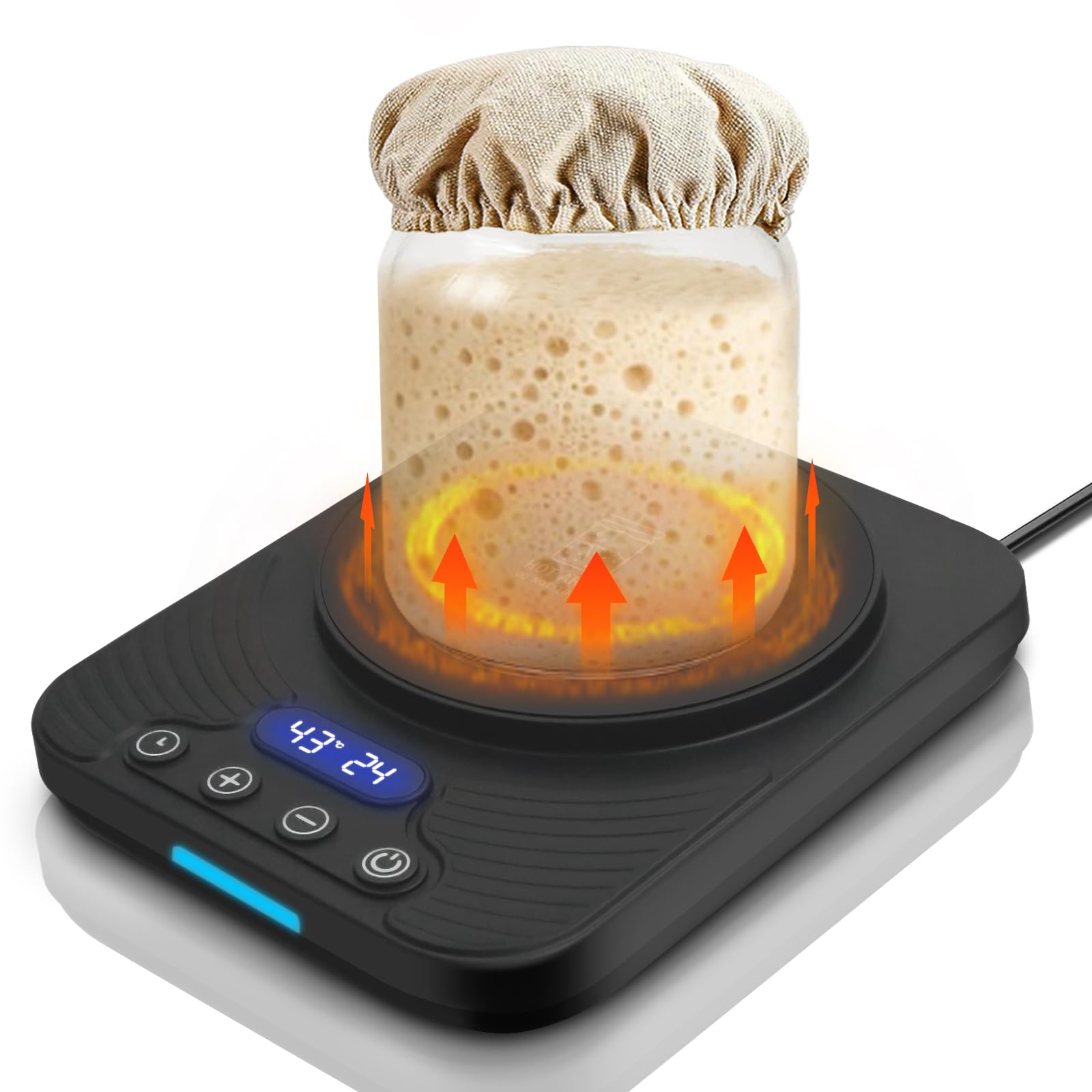 xoermioy Sourdough Starter Warmer 3.0,Precise 1°f Thermostat Control (70-110°f), Sourdough Warmer, Intelligent Memory Heating Function, 1-24 hour timer function, for Home Baking (black)