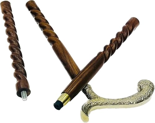 Miniatura 4 de Wave Nautical - Bastón de madera de diseño vintage sólido, estilo antiguo, plegable, 36 pulgadas con mango de latón para hombres y mujeres