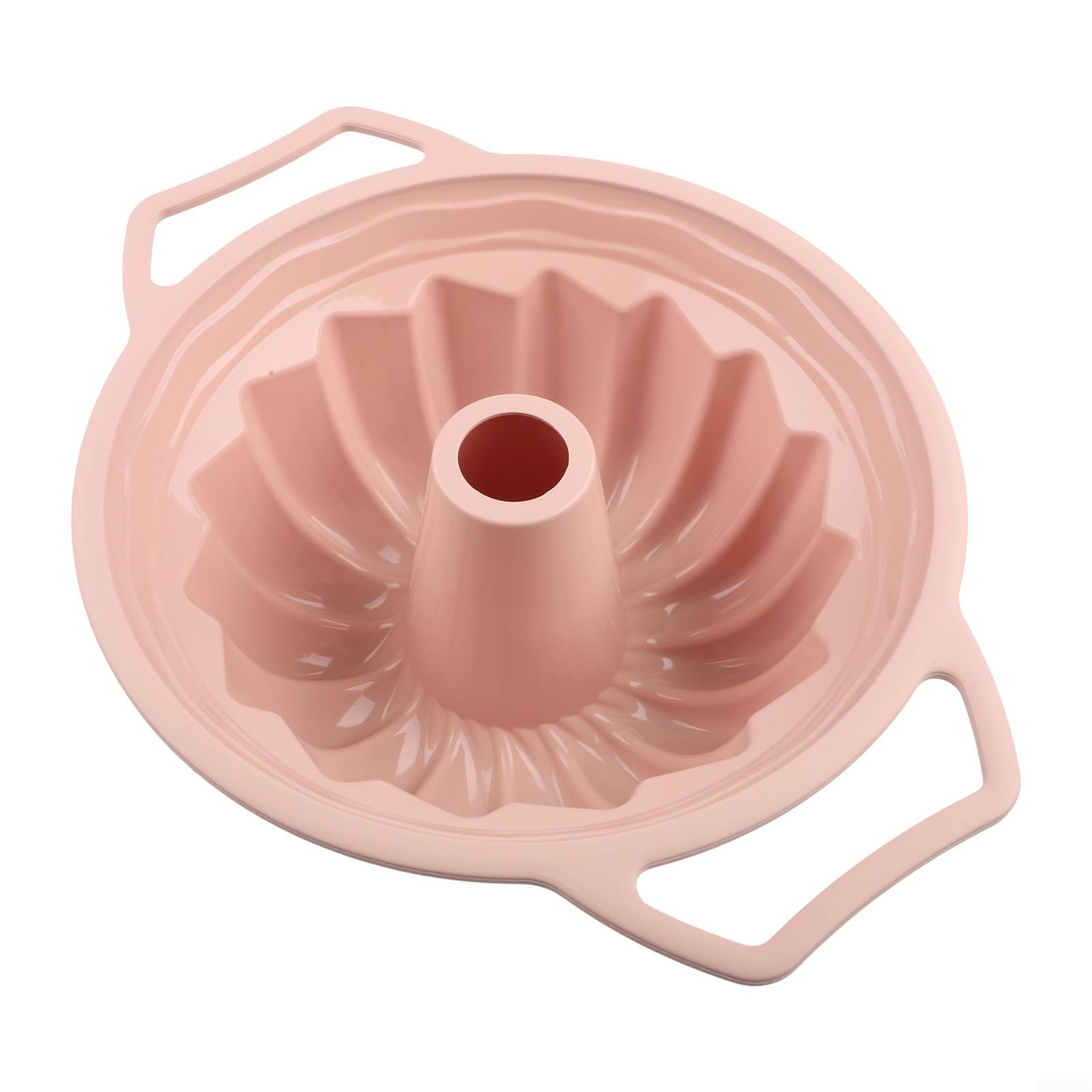 Moule à gâteau cannelé en silicone avec poignée pour la cuisson du pain et des desserts, résistant à la chaleur, passe au four et au micro-ondes, nettoyage facile (rose)