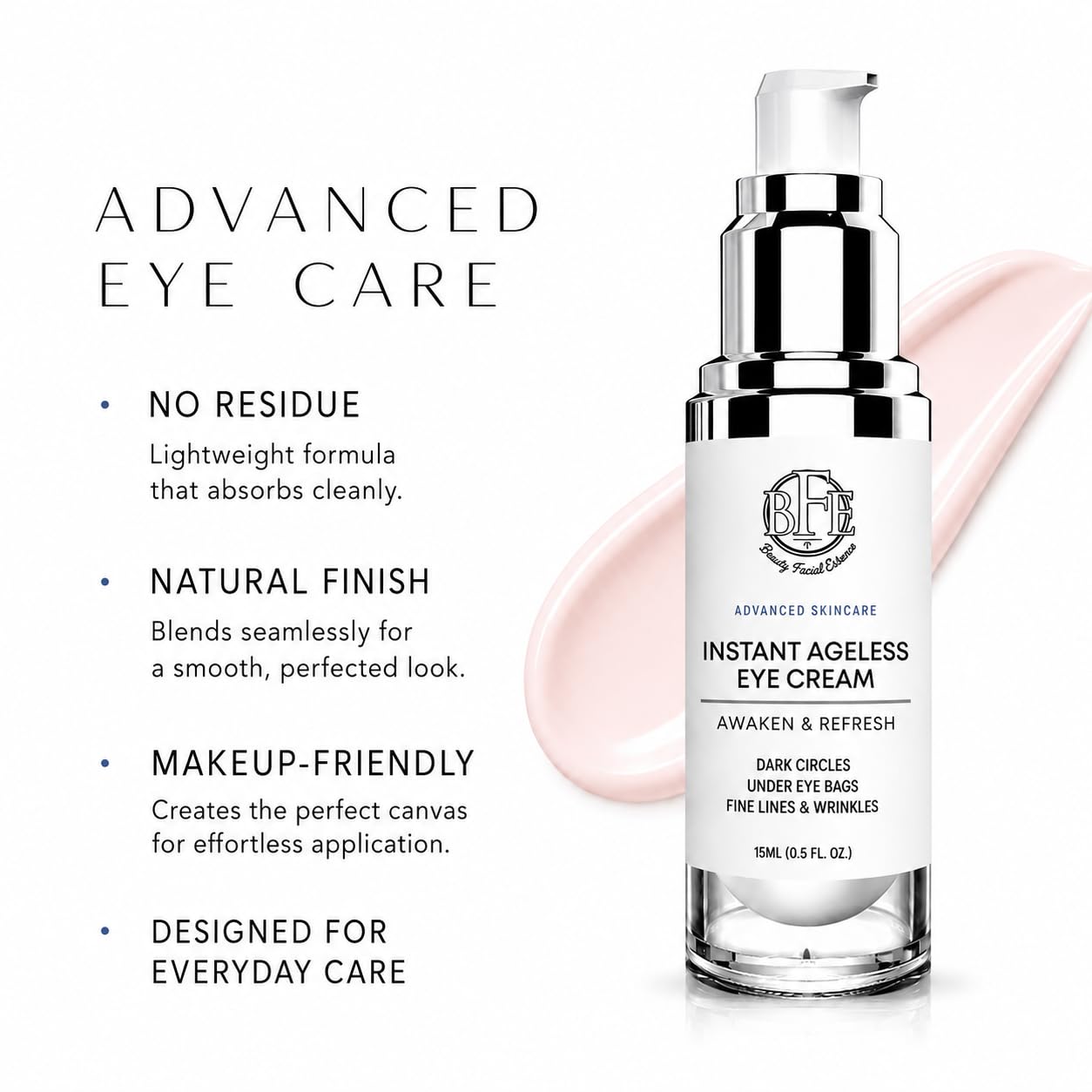 Instant Eye Tightener Cream - Instantly Reduces Under Eye Puffiness, Bags, Dark Circles. Lift Technology to Tighten & Firm Sagging Skin Around Eyes. Smooths Away Crow’s Feet, Fine Lines & Wrinkles.