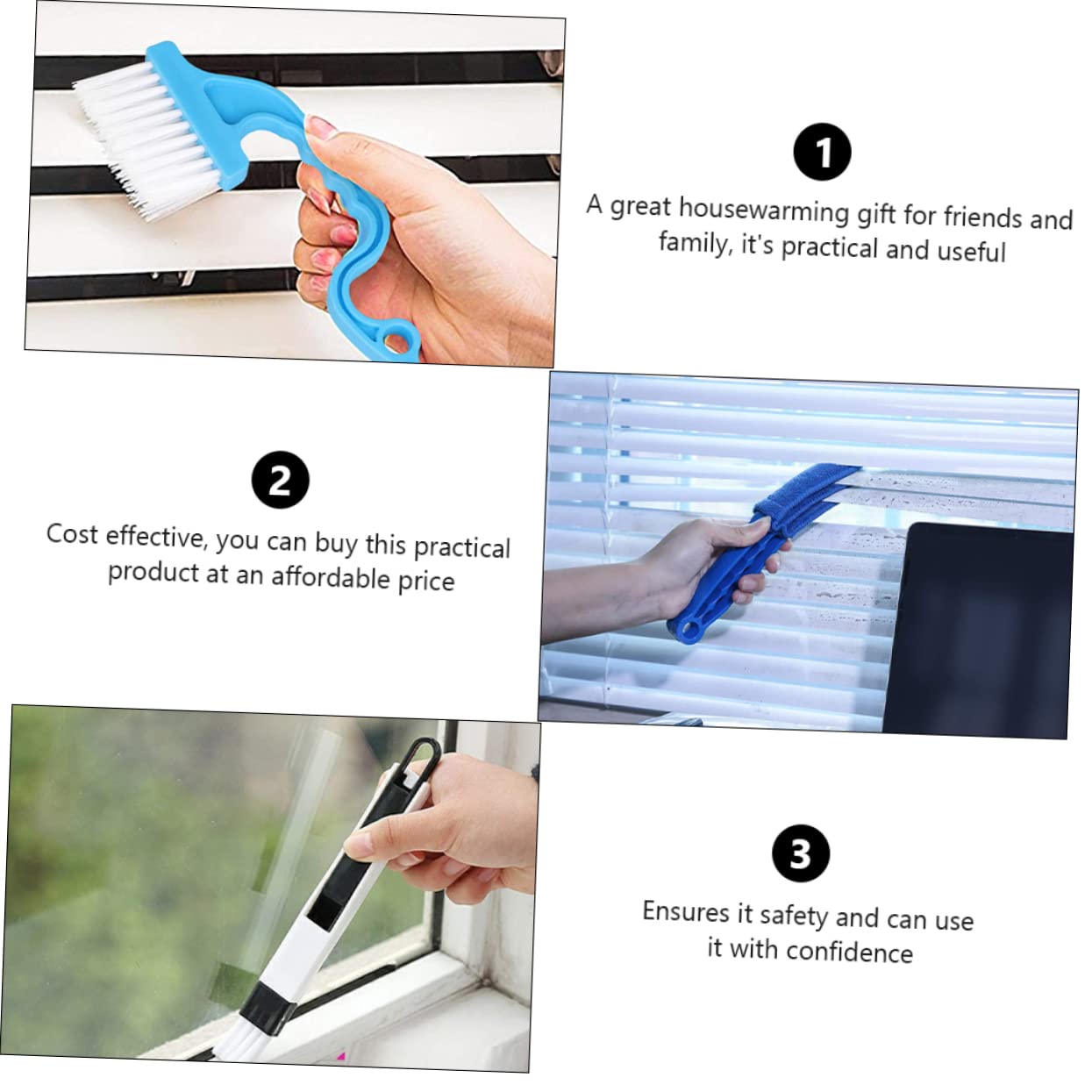8piezas Cepillos De Limpieza para Persianas y Conductos De Aire Herramientas De Limpieza para Ventanas y Rieles De Puertas Kit para El Hogar y Oficina
