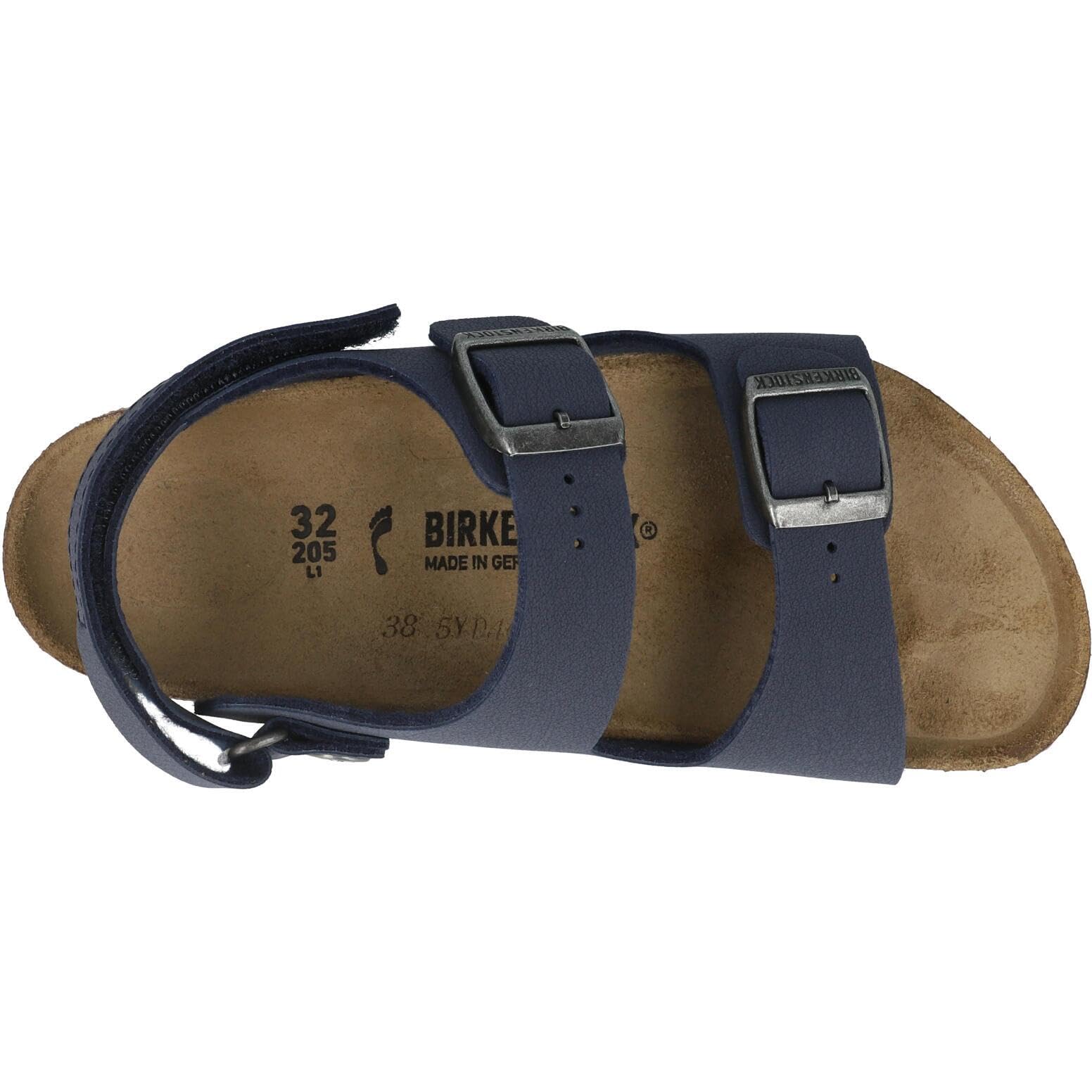 Birkenstock Milano 1030427 - Sandalia azul marino para niño y niño, doble hebilla y , corcho y piel