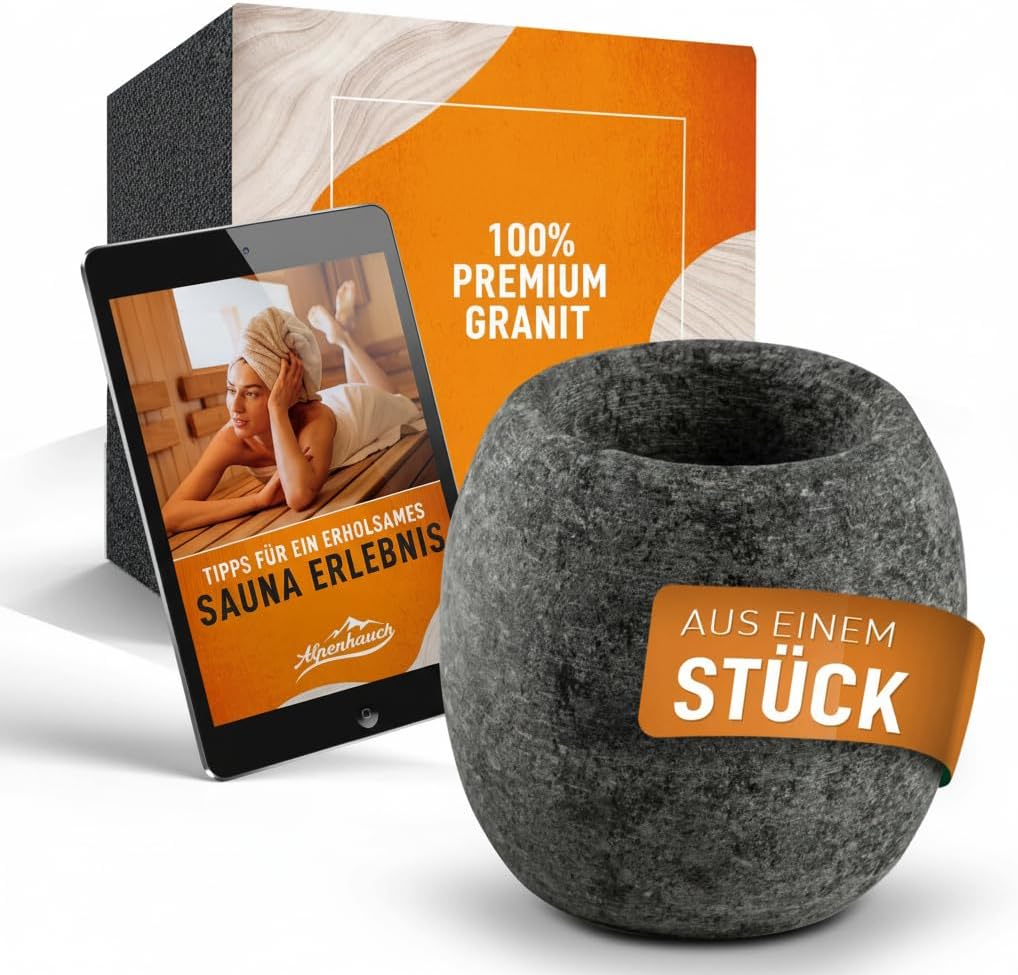 ALPENHAUCH Sauna Egg Made of Solid Soapstone [5 x 5 cm] - Heat-Resistant Sauna Aroma Bowl for Intense Fragrance - Natural Sauna Egg for Menthol Crystals & Sauna Oils - Sauna Accessories - Sauna