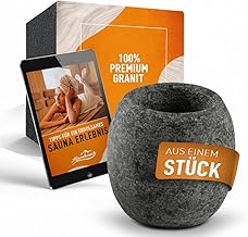 Sauna Aroma Bowl Made of Solid Granite [5 x 5 cm] - Heat-resistant Sauna Infusion Stone for Intense Fragrance - For Menthol Crystals & Sauna Oils - Sauna Accessories Including E-Book