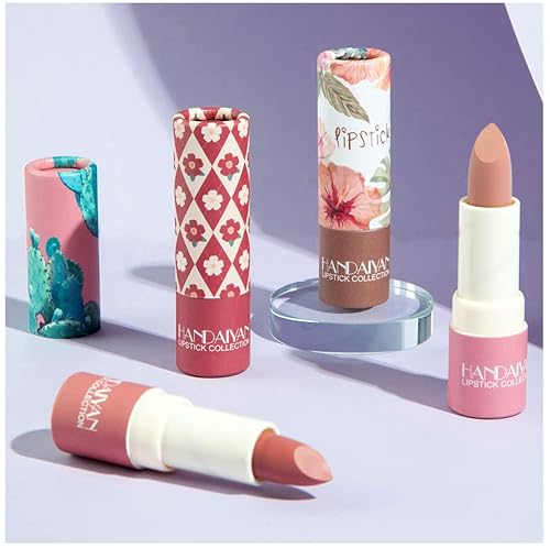 Miniatura 5 de Lápiz labial nude mate, tubo de papel nudes, brillo de labios suave y aterciopelado, barra de labios antiadherente, barra de labios ámbar de larga