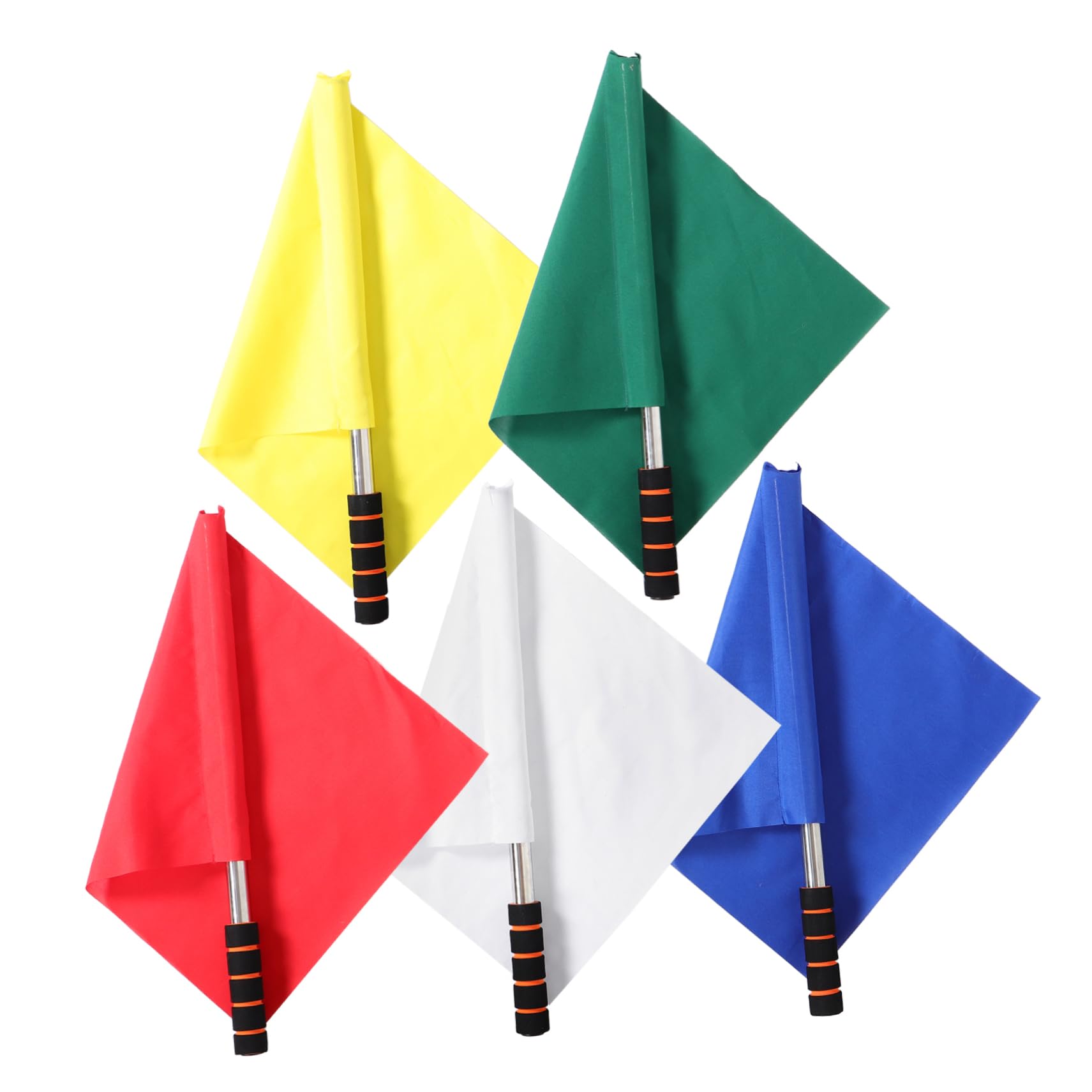 TOBBOMEY 5pcs Commanding Referee Flag Set with Stainless Steel Pole Handheld Flags for Competitions Essential Tool for Precise Officiating