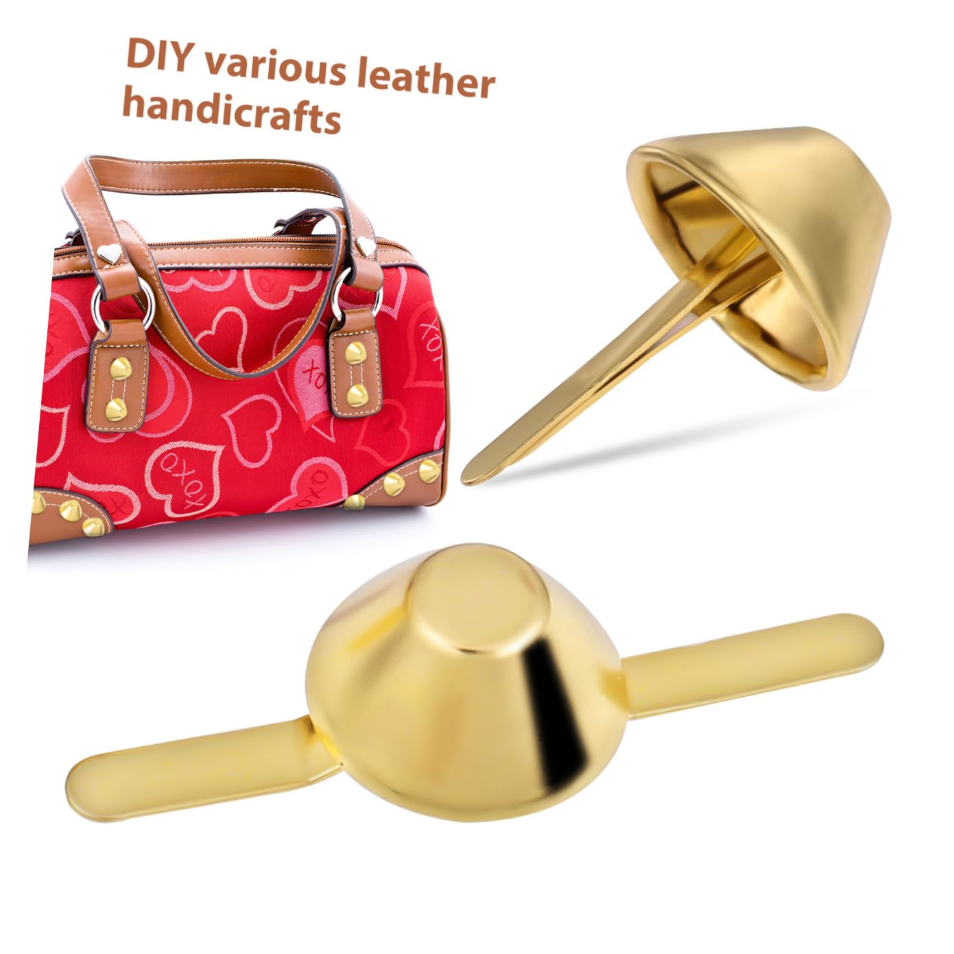 SHINEOFI 200piezas Remaches para Pies de Bolso Cono Cabeza de Clavo para Manualidades de Cuero Hacer Bolsos y Carteras