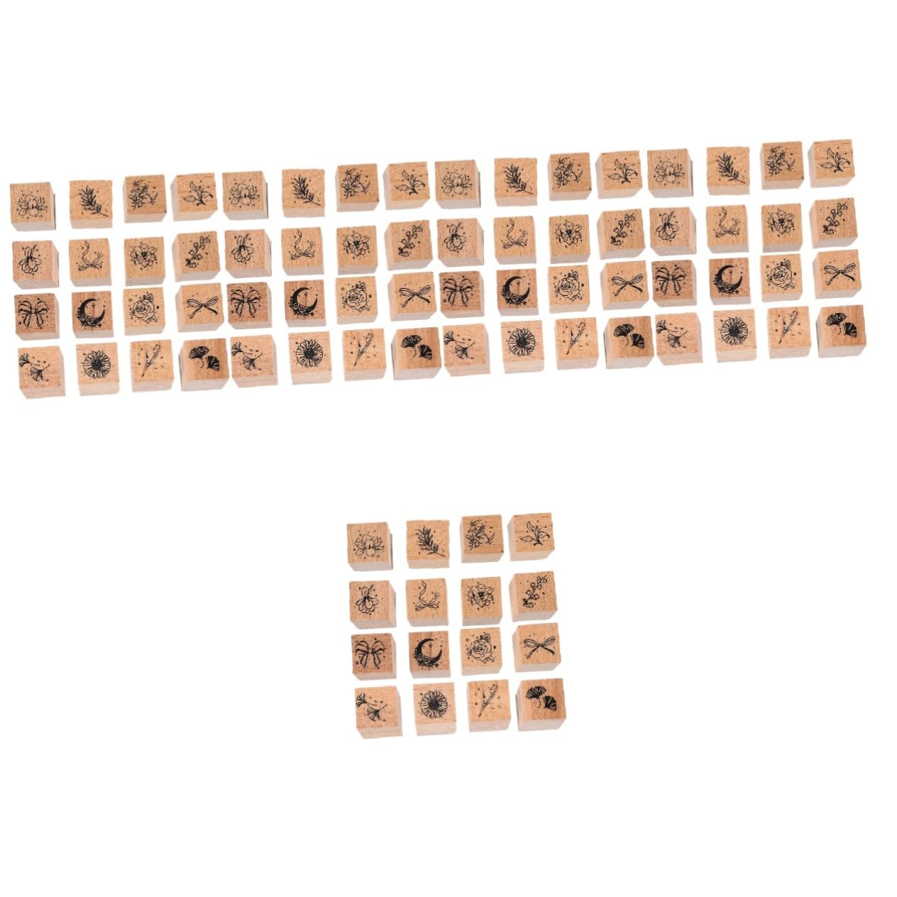 NUOBESTY 5 Set Timbri Per In Legno Collezione Di Fiori E Piante Serie Di Timbri Retrò Set Di 16 Timbri Di Prima Classe Etichette Kit Per La Creazione Di Diari Timbri 16 pezzi * 5