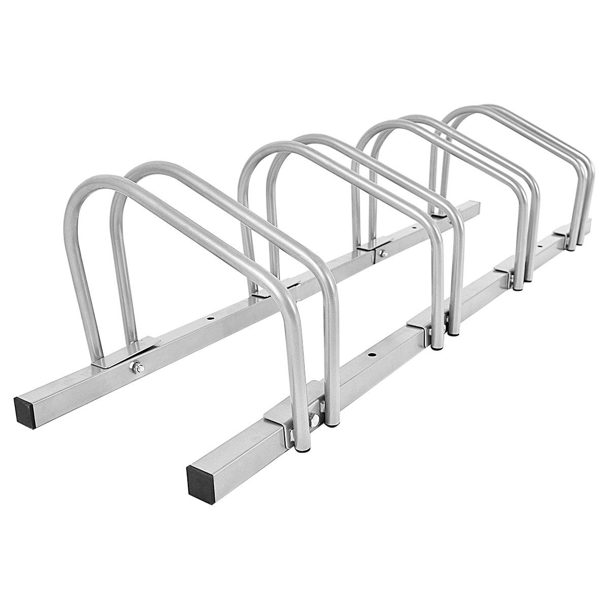 GOPLUS Râtelier Familial pour Vélo, Support de Vélo avec 4/5/6 Places de Rangement pour Parc et Magasins, Porte-Vélos Idéal pour VTT, Vélo Enfant, Vélo de Route (4 Râteliers, Argenté)