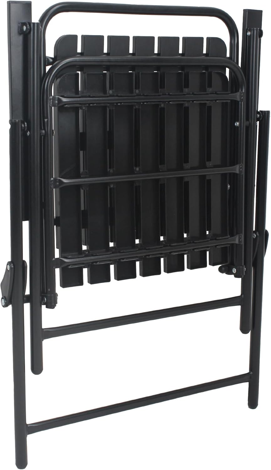 3 Piece Patio Bistro Set, Foldable Outdoor Chairs & Tempered Glass Table, Metal Frame Patio Furniture Set with 350 lbs Capacity, for Balcony, Garden, Poolside, Backyard, Apartment (Black)