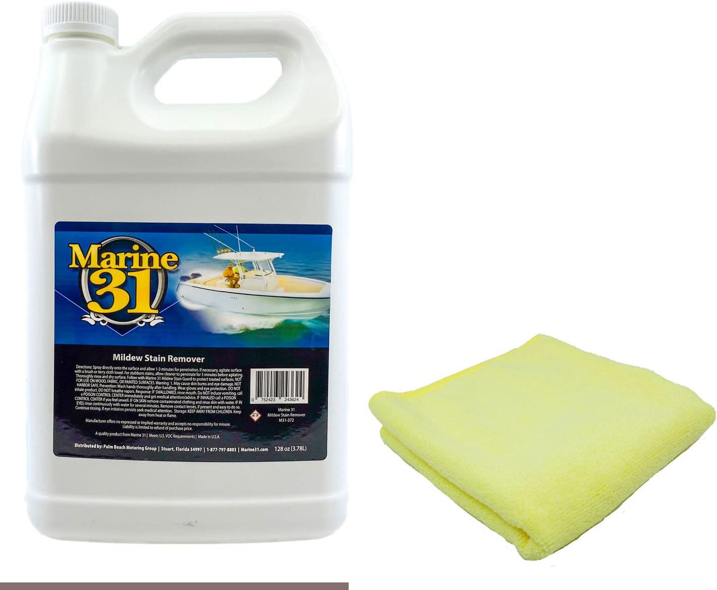 Marine 31 Mildew Stain Remover & Cleaner - Marine & Boat, Home & Patio, Bathroom & Shower Cleaner (Gallon & Towel Kit)