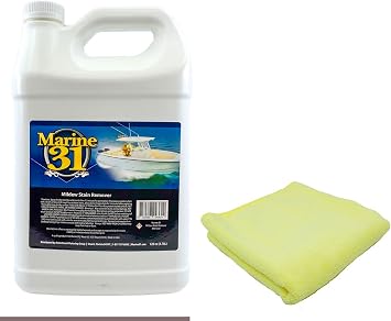 Marine 31 Mildew Stain Remover & Cleaner - Marine & Boat, Home & Patio, Bathroom & Shower Cleaner Gallon & Towel Kit