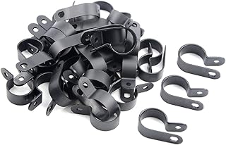 TOVOT 100PCS 3/4" Nylon Cable Clips Assortment R-Type Cable Clip Kit Black Plastic Wire Clamps Fasteners for Wire Mounting