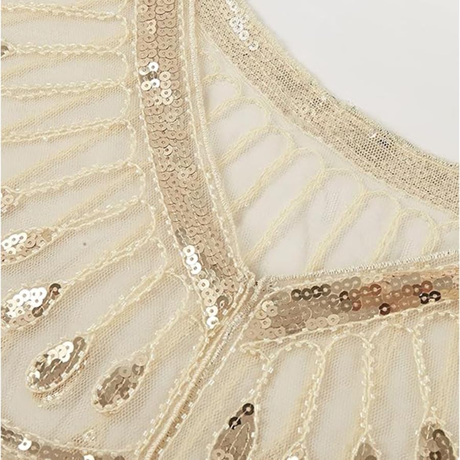 Metme Women's 1920s Scarf Wraps Sequin Deco Fringed Wedding Cape Evening Shawl Vintage Prom - Image 3