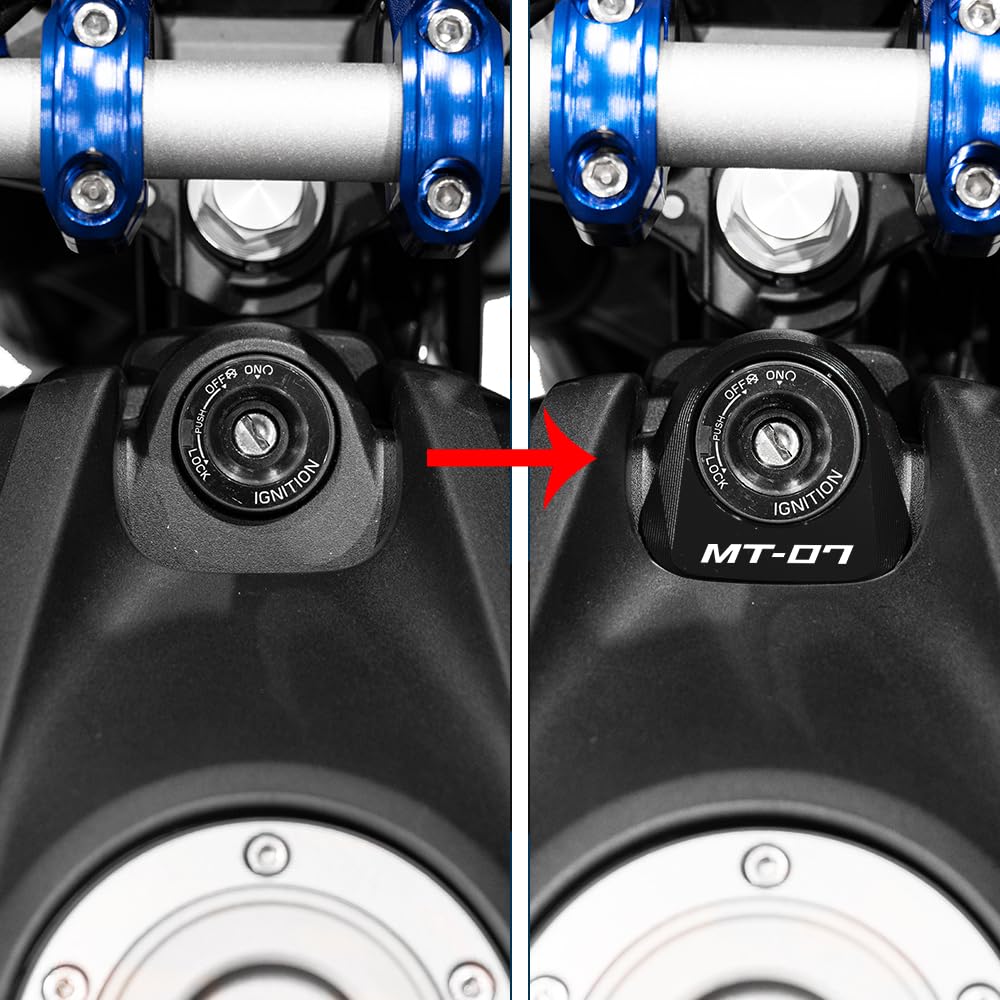 Compatible con MT 07 MT07 MT-07 FZ07 2025 2026 Accesorio para motocicleta Bloqueo de encendido Cubierta decorativa Anillo de cerradura de llave Cubierta protectora (Negro)