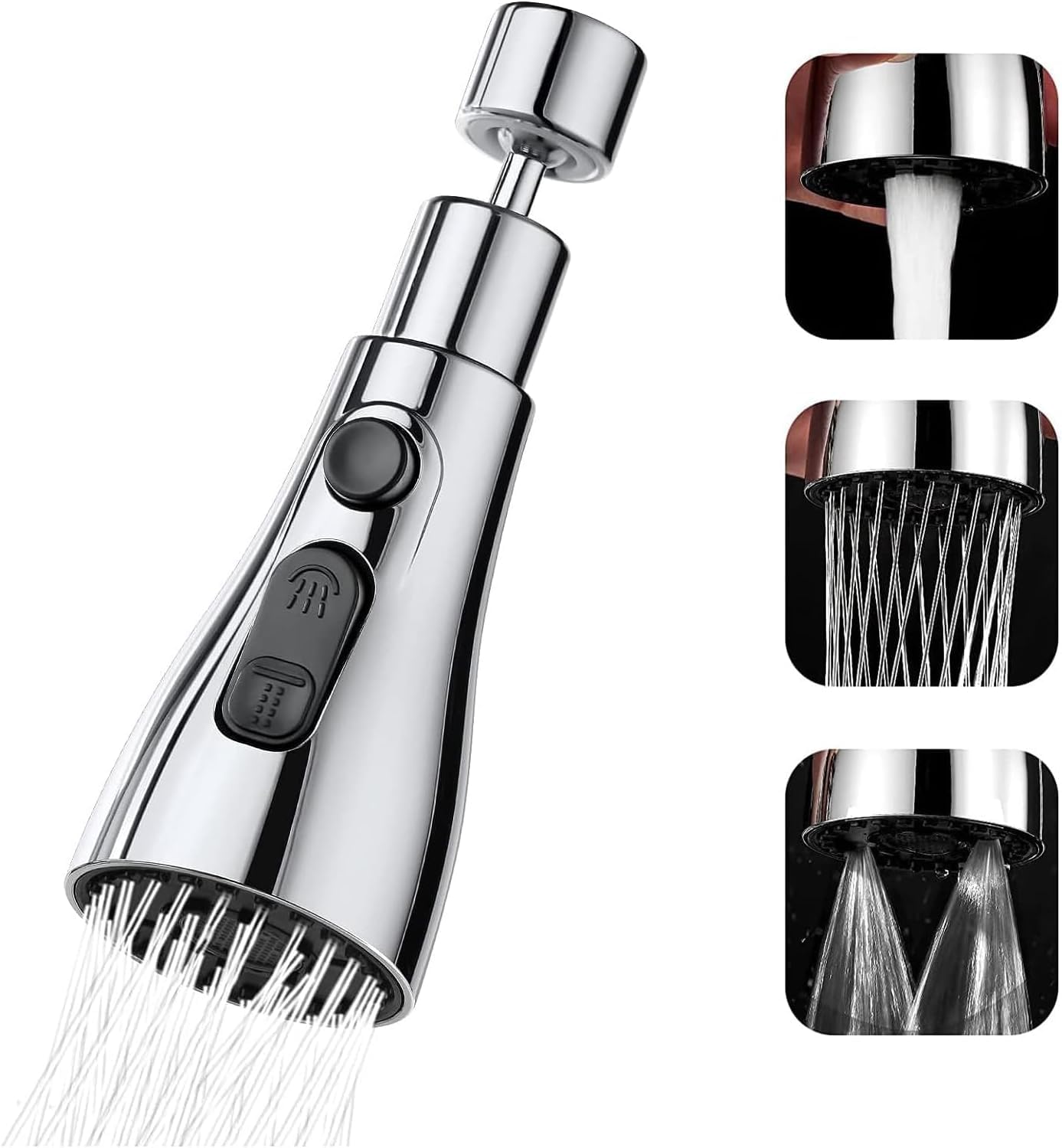 Clefairy Kitchen Tap Spray Head, 360° Swivel Spout, FM22 M24 Kitchen Sink Tap, Tap Faucet Attachment Spray with 3 Modes, Replacement Tap Bubbler Head Aerator,Tap Adapter Accessories,G1/2 (B0CLJKHNWS) Amazon Price History, Amazon Price Tracker