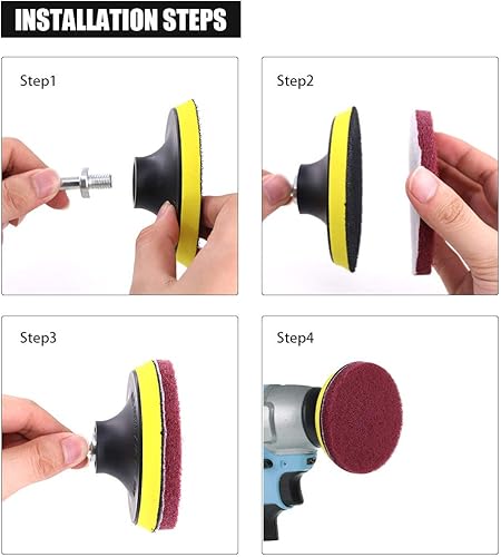 Miniatura 3 de Glarks Juego de 16 almohadillas de limpieza para cepillo eléctrico de 4 pulgadas con soporte de disco de 4 pulgadas para limpieza de baño y cocina,