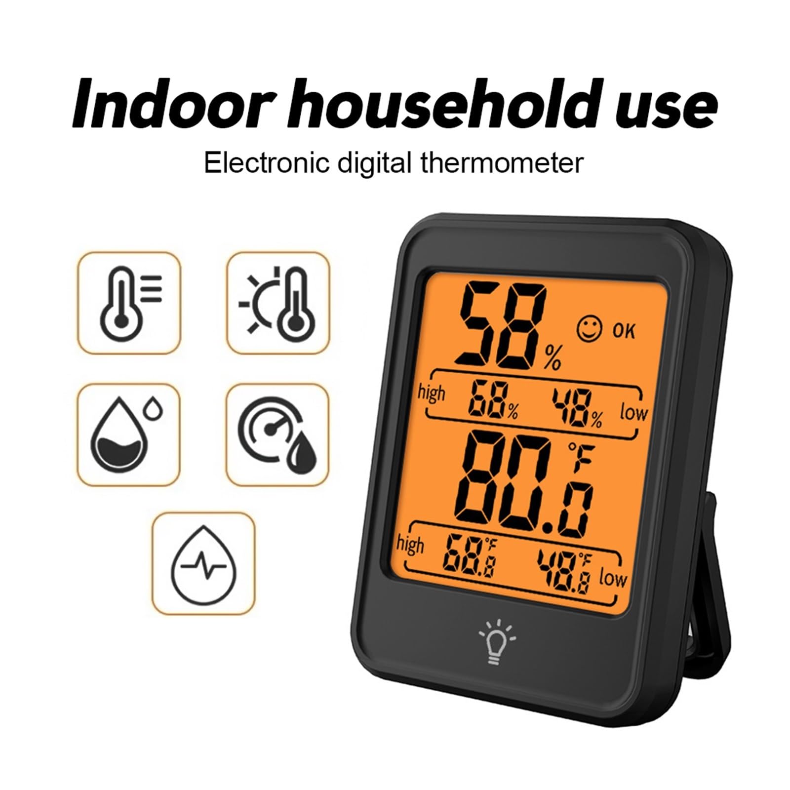 Termohigrómetro Digital LCD de Gran tamaño, termómetro higrómetro, medidor electrónico de Temperatura y Humedad para Interiores, Sensor, estación meteorológica