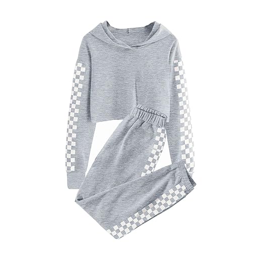 Meikulo Kids 2 Piece Outfits Girls Crop Tops Hoodies Long Sleeve Fashion Sweatshirts and Sweatpants