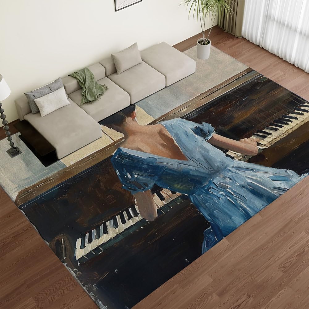 Tapis motif femme peinture à l'huile grand paillasson absorbant pour un accueil chaleureux