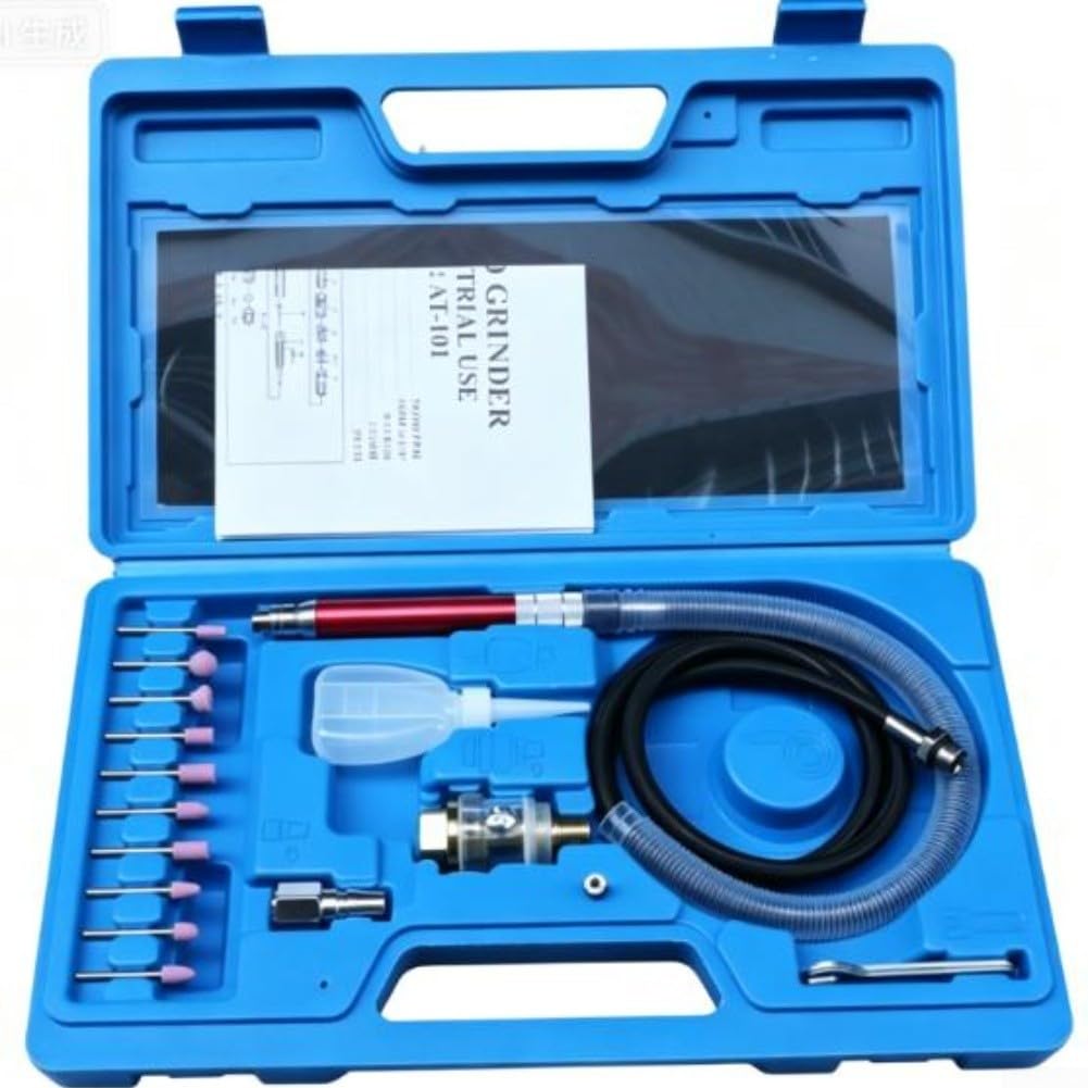 Kit smerigliatrice pneumatica, penna per rettifica pneumatica da 65000 giri | Corpo in plastica, pressione di esercizio 90 psi, uso in legno, metallo, plastica, include punte per smerigliatura