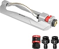 Eden 96218 Heavy Duty Turbo Oscillating Sprinkler - 3700 Sq Ft Coverage, 18 Brass Nozzles, Aluminum Base, Adjustable Range, Quick Connect