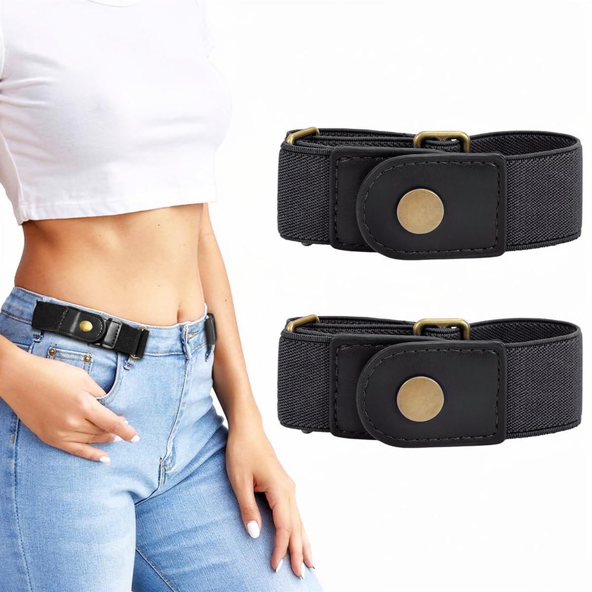 sannidhi No Buckle Stretch Belt Elastic Belt for Men Women-picture-38