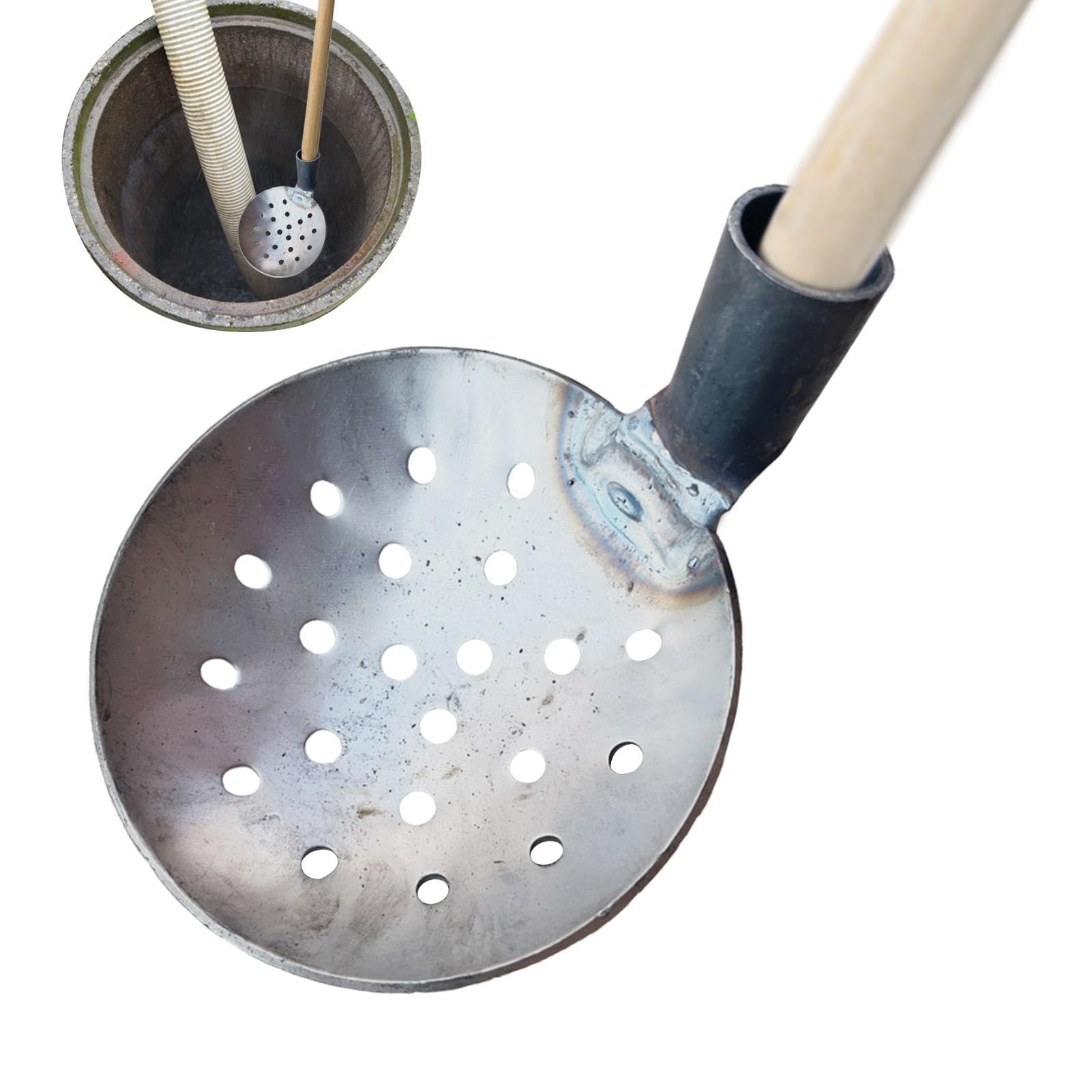 Łyżka do szamba - narzędzie do usuwania osadów metalowych, wytrzymała łyżka do czyszczenia żelaza, metalowa łyżka do błota, łyżka do obornika, chochla wodna, narzędzie do przesiewania na patio,