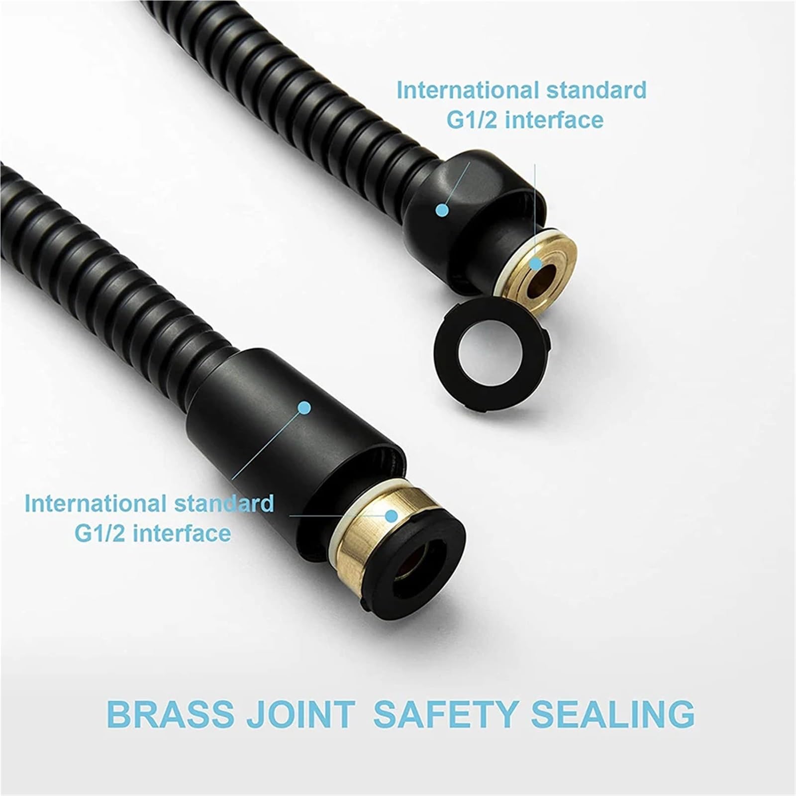 Manguera de ducha flexible de acero inoxidable de 200 cm, tubo de extensión gris para baño, ajuste universal, diseño antitorsión, accesorios de ducha de alta resistencia a la presión
