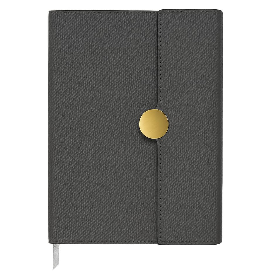 Image of A5 Journal Notebook Diary for Men Women | Office Journal Diary Notebook with Magnetic Flip Lock and Mobile Holder Pocket (200 Ruled Pages, 6 x 8.5 Inches, 80 GSM) (Round Mag. Black)