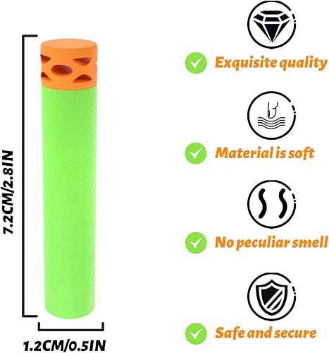 Miniatura 2 de EKIND 500 Pcs Waffles Darts Refill Pack Foam Bullet Compatible for NERF N-Strike Series Blaster (Green)