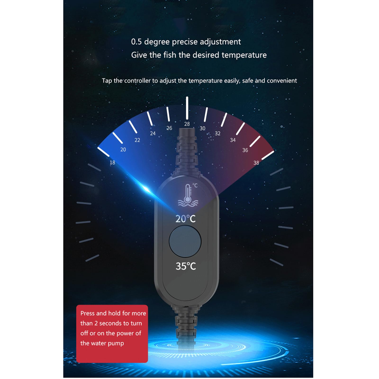 Tige chauffante pour Aquarium, Tige chauffante Automatique à température constante, Chauffage antidéflagrant, 500W (300W)
