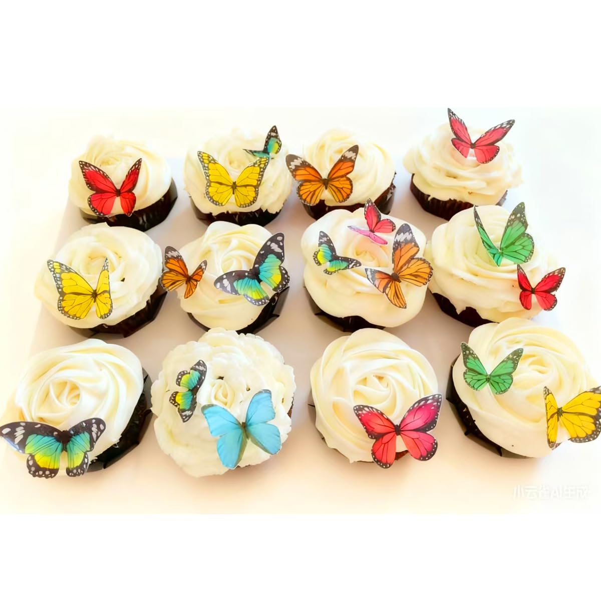 Edible Butterflies Wafer Paper for Cupcake Cake Decorating Topper,34pcs Pre-Cut Easter Wedding Cake Cupcake