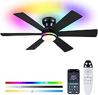 Vista 17 de Asyko Ventiladores de Techo con Luces, Ventilador de Techo de Perfil Bajo de 46" con Luz y Control Remoto, Montaje al Ras, Reversible, Regulable