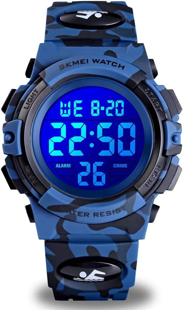 Kids Digital Watch for Boys Girls, Boys Watches Ages 3-17,Sport Outdoor Watch for Kid, 50M Waterproof Analog Multifunctional Chronograph LED Alarm Stopwatch Silicone Band, Kids Gift