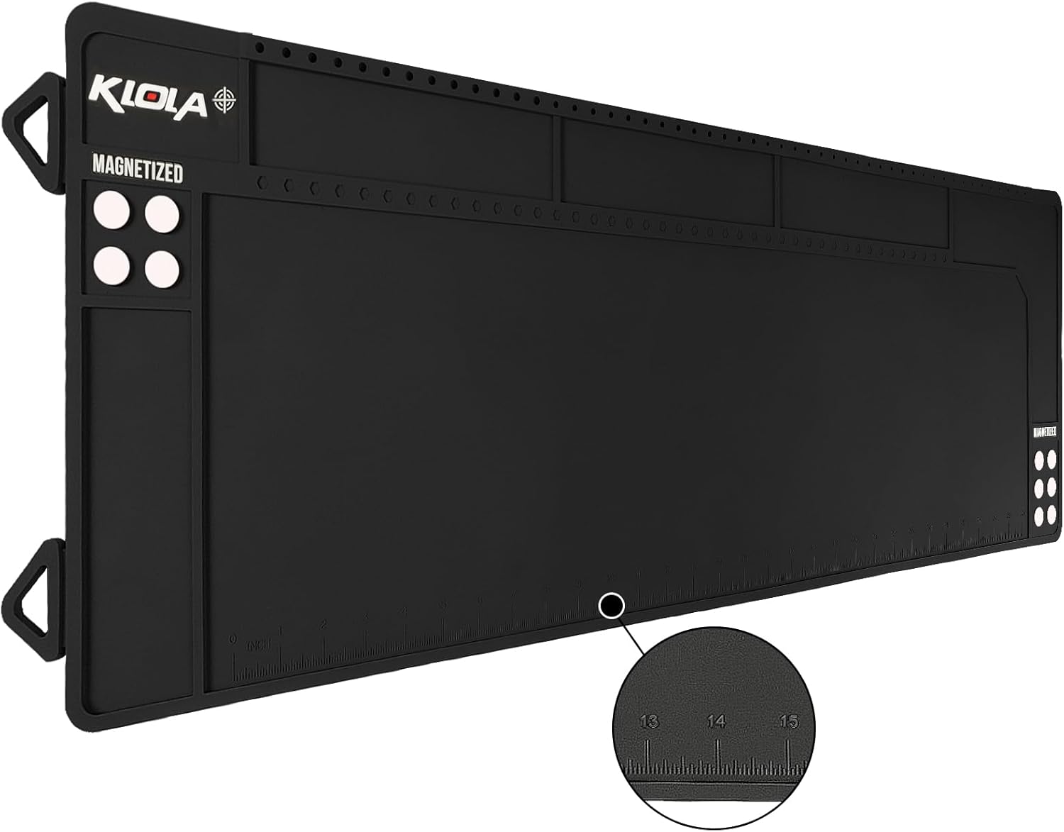 Klola Rifle Shotgun Cleaning Mat - Large Magnetic Gun Mat with Organizer Parts Tray, Anti-Slip Workbench Cleaning Pad, Inch Ruler