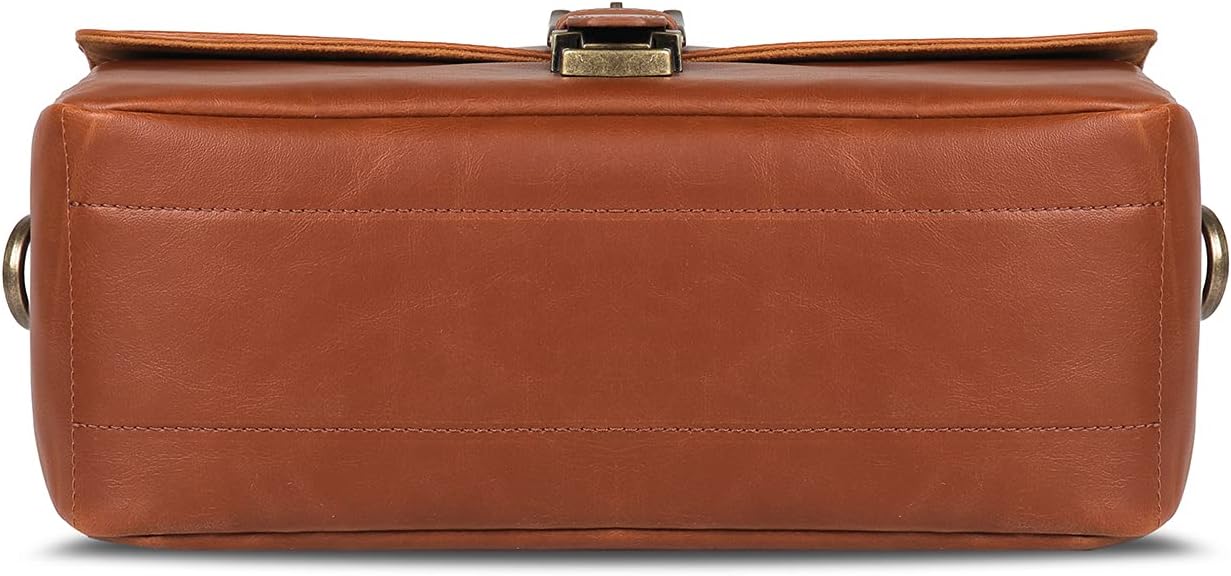MegaGear MG1525 Leather Camera Messenger Bag for Mirrorless, Instant and DSLR Cameras - Light Brown, Compact,LightBrown - Image 6