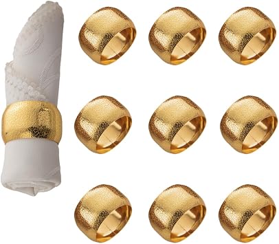 ZiDeTang 10pcs Stainless Steel Napkin Rings Metal Serviette Napkin Holder for Weddings Party Dinner Color Gold