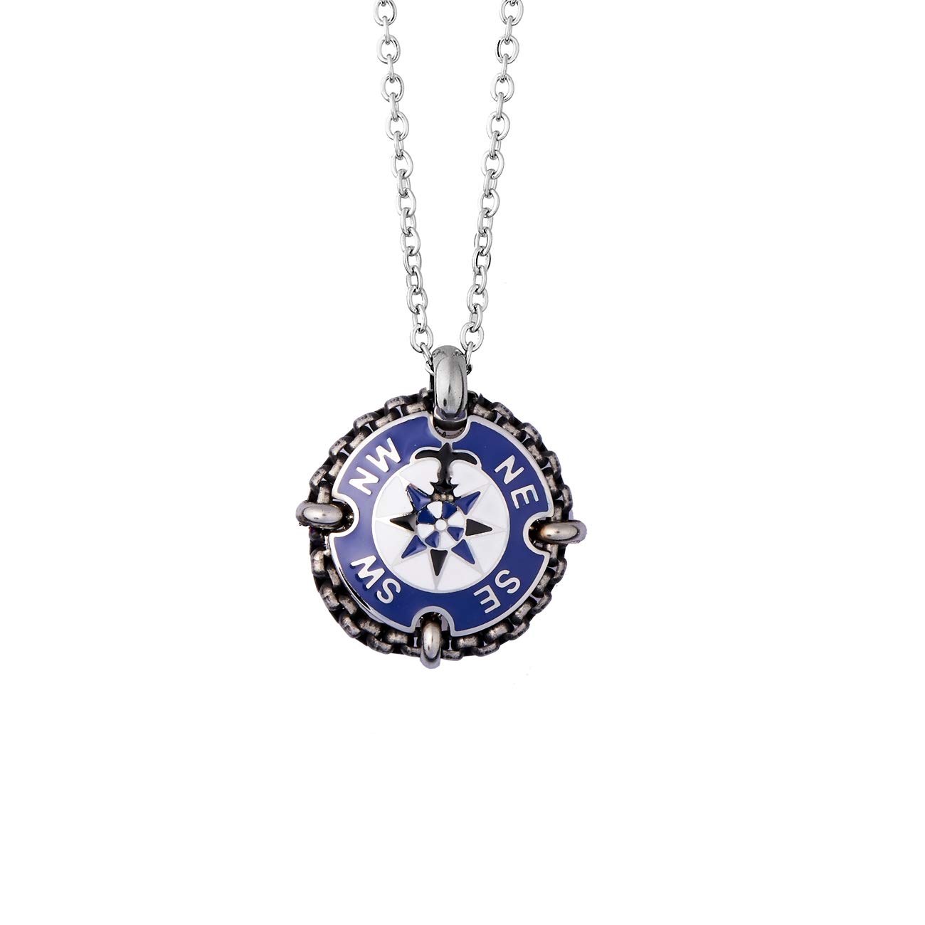 inSCINTILLE Collana Nautica da Uomo in Acciaio con Ciondolo Colorato Ancora o Rosa dei Venti